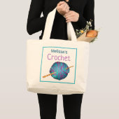 Gehakt! haakhaak en garen, gepersonaliseerd. Larg Grote Tote Bag (Voorkant (product))