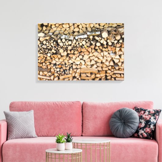 Gehakt hout op een stapel canvas print (Insitu (Woonkamer))