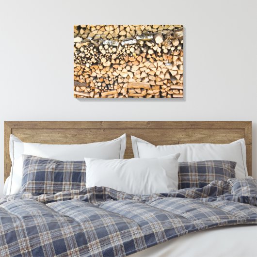 Gehakt hout op een stapel canvas print (Insitu (Slaapkamer))