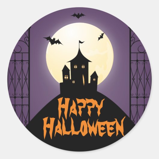 Gehakt huis Happy Halloween Ronde Sticker (Voorkant)