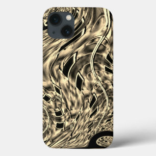 Gehakt met een donkerbeige toon, spiegel iPhone 13 hoesje