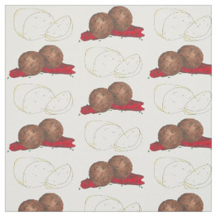 Gehaktballen en Mozzarella Italy Food Fabric Stof