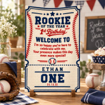 Gehakte Baseball Ticket 1e Verjaardag baby jongen
