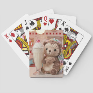 Gehakte egel en milkshake in retro diner pokerkaarten