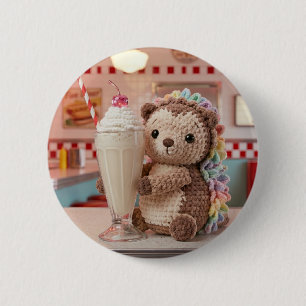 Gehakte Egel en Milkshake in Retro Diner Ronde Button 5,7 Cm
