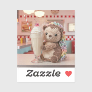 Gehakte egel en milkshake in retro diner sticker