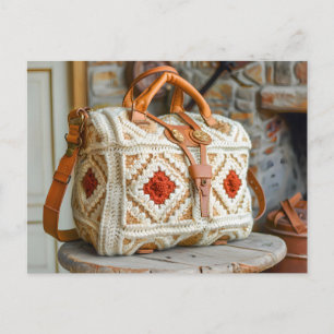 Gehakte Handtas Gemaakt Van Fijne Granny Squares Briefkaart