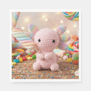 Gehakte Roze Axolotl Pastelkleurige Snoep Papieren Servet