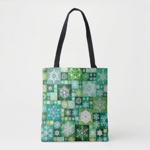 Gehakte Sneeuwvlokken Groen Digitaal Patchwork Draagtas