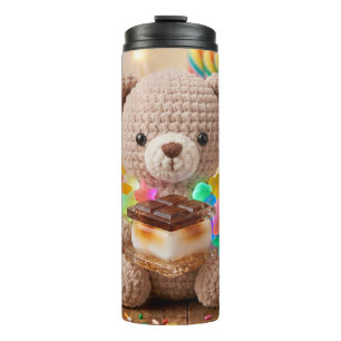 Gehakte teddybeer met S'more gepersonaliseerd Thermosbeker
