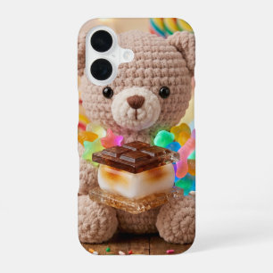Gehakte Teddybeer met S'more Whimsy iPhone 16 Hoesje