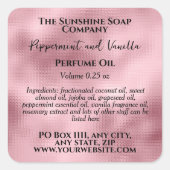 Gehamerd Roze Folie Parfum Roller Bottle label (Voorkant)