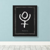 Gehammerd zilver gestileerd Pluto-planetsymbool Canvas Afdruk (Insitu (Houten vloer))