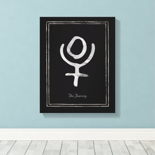 Gehammerd zilver gestileerd Pluto-planetsymbool Canvas Afdruk (Insitu (Houten vloer))