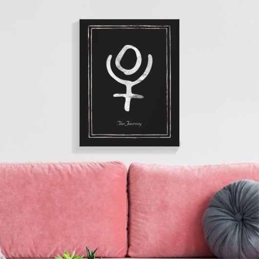 Gehammerd zilver gestileerd Pluto-planetsymbool Canvas Afdruk (Insitu (Woonkamer))