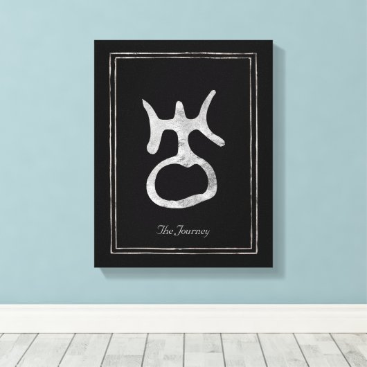 Gehammerd zilver gestileerd symbool van de Uranus Canvas Afdruk (Insitu (Houten vloer))