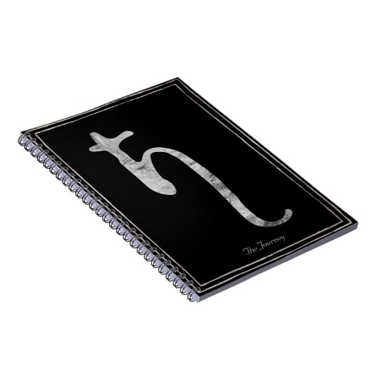 Gehammerde zilvervormde planeet Saturnus-symbool Notitieboek (Rechterzijde)