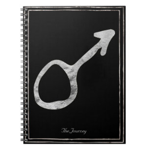 GeHammered zilver gestileerde planeet Mars-symbool Notitieboek