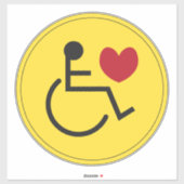 Gehandicapte auto Sticker liefde hart geel (Vel)