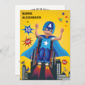 Gehandicapte Fun Birthday Flying Superheld Wheelst Kaart (Voorkant / Achterkant)