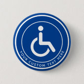 Gehandicapte gehandicapte symbooltekst blauw wit ronde button 5,7 cm (Voorkant)