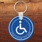 Gehandicapte gehandicapte symbooltekst blauw wit sleutelhanger (Voorkant)