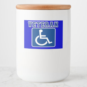 Gehandicapte gehandicapte veteraan voedselcontainer etiket