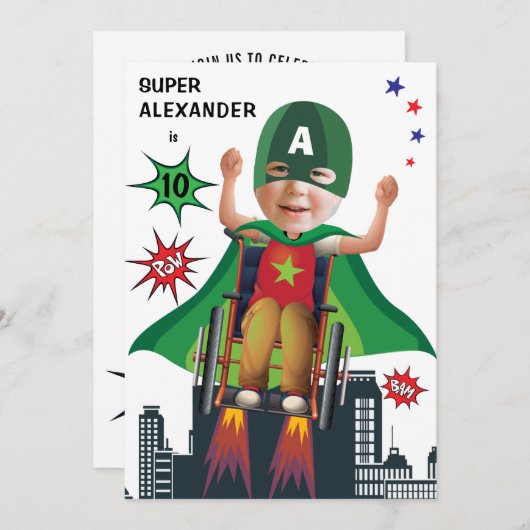 Gehandicapte superheld Birthday Fun Flying Wheelst Kaart (Voorkant / Achterkant)