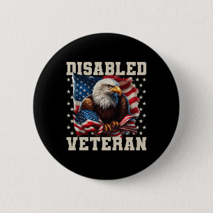 Gehandicapte Veteraan Amerikaanse Vlag Militair So Ronde Button 5,7 Cm