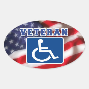 Gehandicapte Veteran USA Ovale Sticker