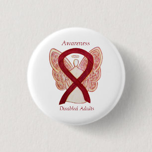 Gehandicapte Volwassenenbewustzijn Angel Ribbon Ar Ronde Button 3,2 Cm