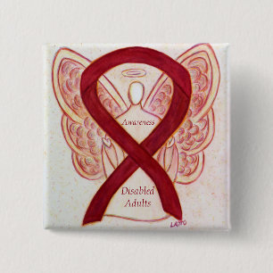 Gehandicapte Volwassenenbewustzijn Angel Ribbon Ar Vierkante Button 5,1 Cm