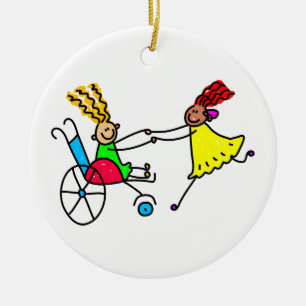 Gehandicapte vrienden keramisch ornament