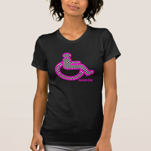 Gehandicapten in retroroze T-shirt voor vrouwen