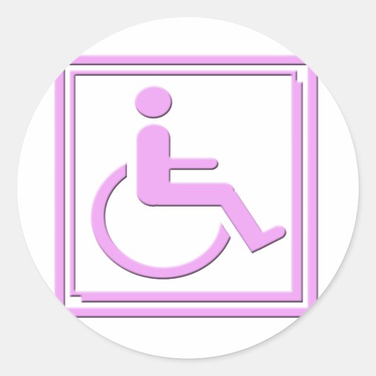Gehandicapten stijlvol symbool roze ronde sticker (Voorkant)