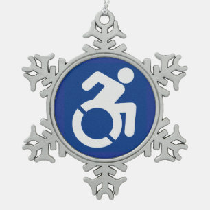 Gehandicapten teken Modern Tin Sneeuwvlok Ornament