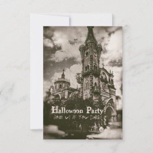 Gehaunde kerspoky Halloween Kaart (Voorkant)