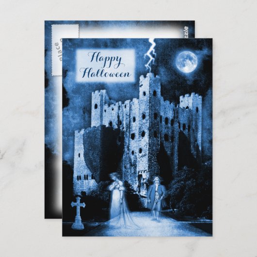 Gehaunted Castle Gothic Happy Halloween Briefkaart (Voorkant / Achterkant)