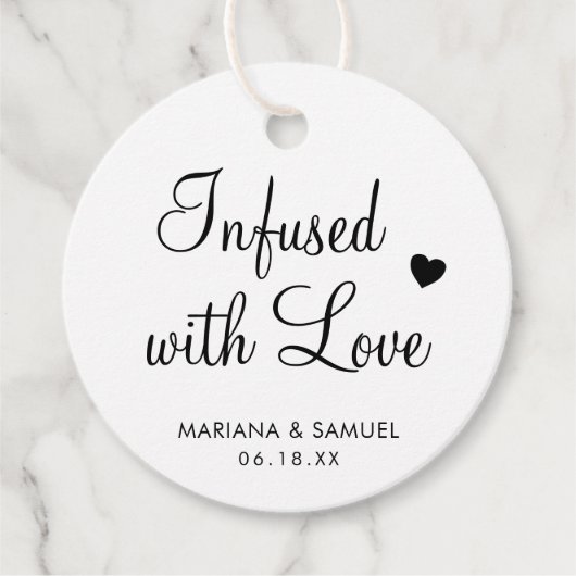 Geheel met liefdesmoderne zwarte en witte bruiloft bedankjes labels (Voorkant)