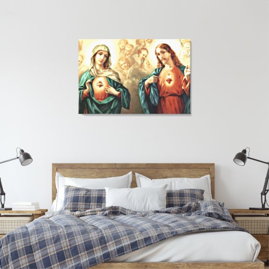 Geheilig hart van Jezus Immaculate Hart van Mary Canvas Afdruk (Insitu (Slaapkamer))