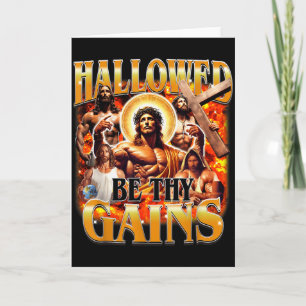 Geheiligd zij uw winst Vintage grappig gym meme Je Kaart