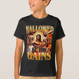 Geheiligd Zij Uw Winst Vintage Grappig Gym Meme Je T-shirt