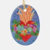 Geheiligde hartdecoratie of kerstversiering keramisch ornament (Achterkant)