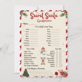 Geheim Kerstman Vragenlijst Vakantie Gift Kerstmis Kaart