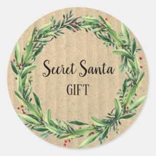 Geheim Santa Gift Floral Wreath Funny Ronde Sticker