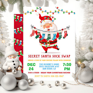 Geheim Santa Sock Swap Party Kaart