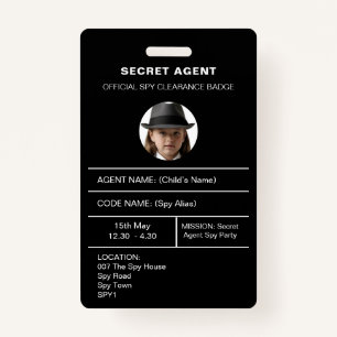 Geheime Agent Spy Party identiteitspasje Badge