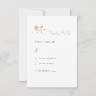 Geheime Garden Blush Pink Floral Lovebird Wedding RSVP Kaartje
