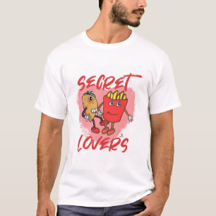 Geheime Geliefden Taco en Frites Cartoon Slogan T-shirt