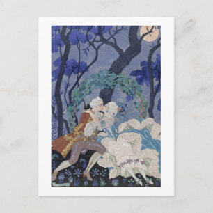 Geheime Kiss, illustratie voor "Fetes Galantes" do Briefkaart